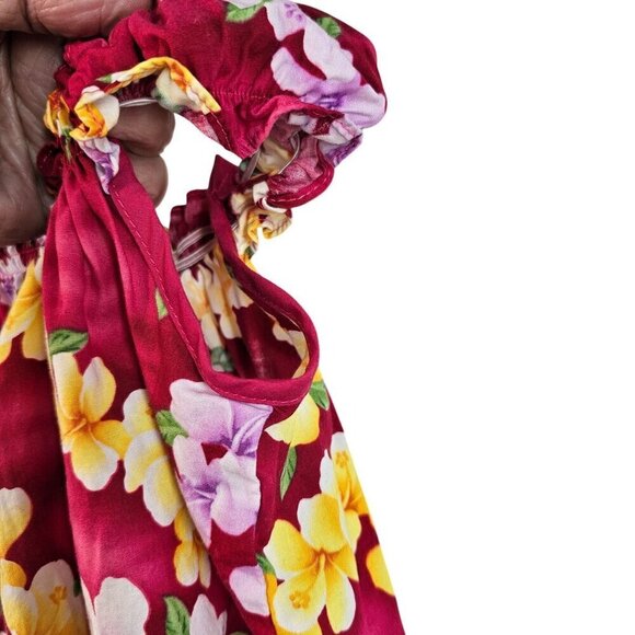 Hawaiian Station Baby Dress Size 6M Off Shoulder Tropical Pink Yellow Floral - Picture 3 of 8